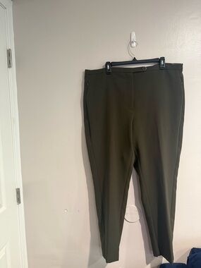 Olive Slim-Leg Dress Pants
